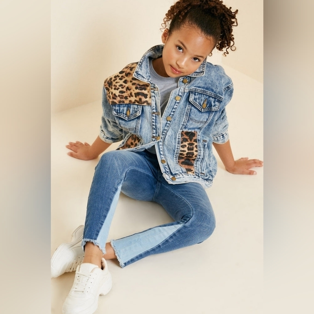 Custom Acid Wash Leopard Print Denim Trucker Jacket - Picture 2 of 10